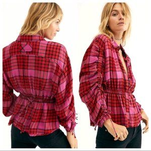 NWT Free People Pacific Dawn Plaid Button Up Tunic
